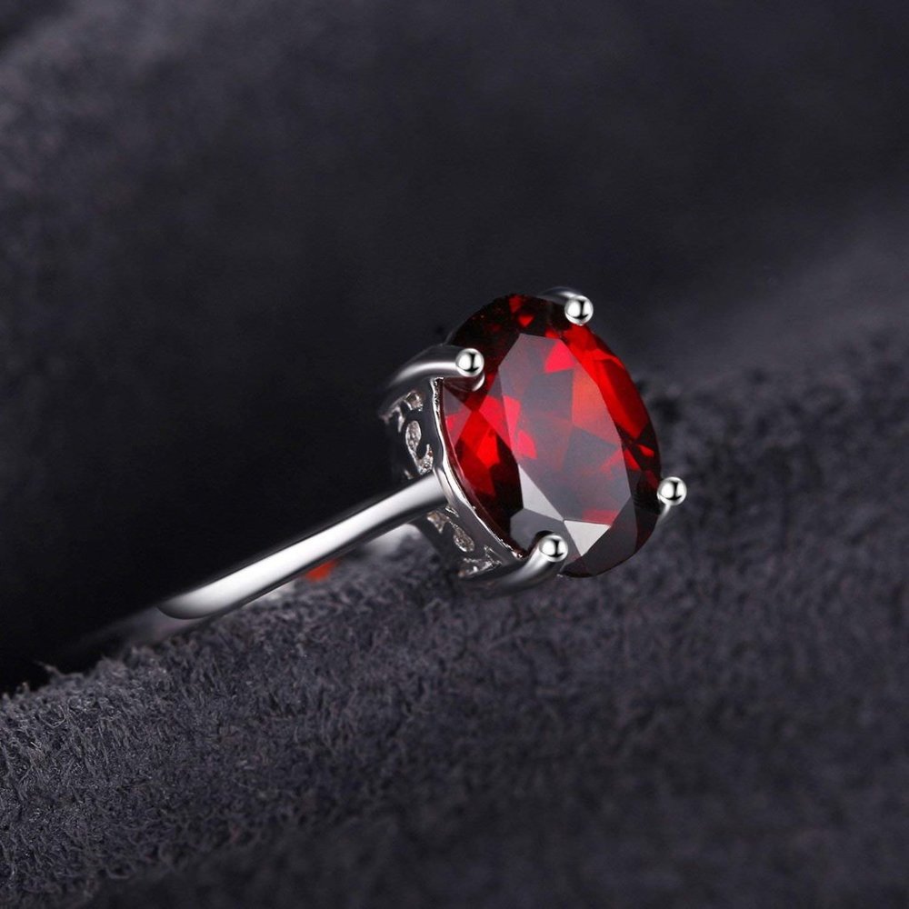 ❤️ 1.67ct Natural Garnet Ring - 925 Sterling Silver